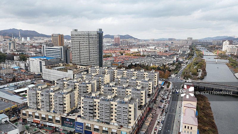 山东烟台招远市城市航拍图片素材