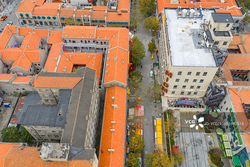 青岛信号山公园航拍青岛老城城市风光图片素材