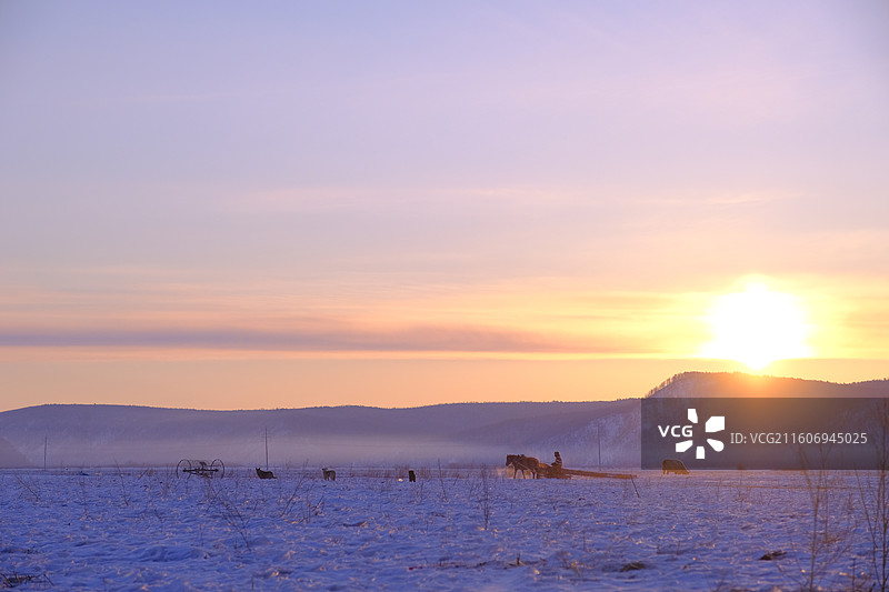 漠河北极村村庄雪景图片素材