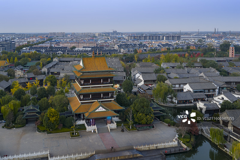 山东省枣庄市台儿庄古城航拍图片图片素材