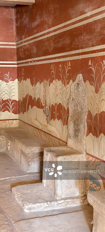 希腊克里特岛米诺斯王宫-欧洲最古老文明的王宫，距今约4000年，国王宫殿图片素材