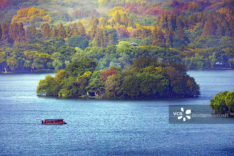 杭州西湖阮公墩秋景图片素材
