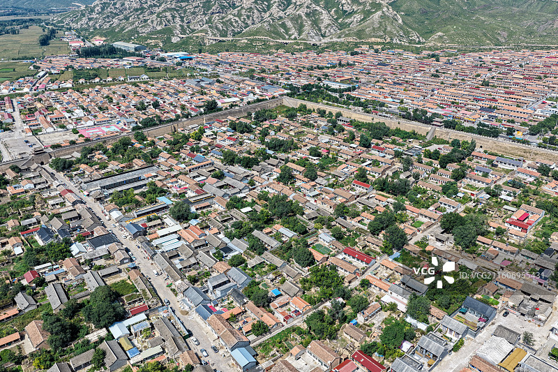 河北怀来鸡鸣驿与鸡鸣山航拍图片素材