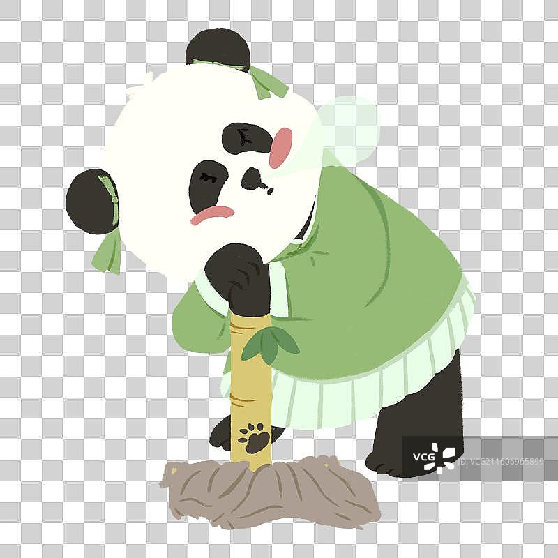 国风熊猫茶馆掺茶中式茶馆宣传IP图片素材