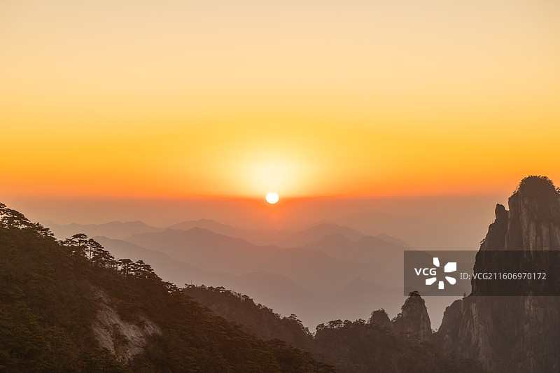 黄山日落时分图片素材