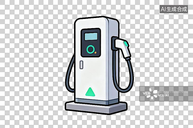 【AI数字艺术】卡通风格，一座新能源充电桩PNG格式的免扣元素图片素材