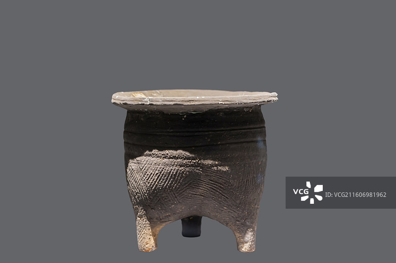 灰陶绳纹鬲 商代 滕州井亭煤矿出土 山东博物馆藏图片素材