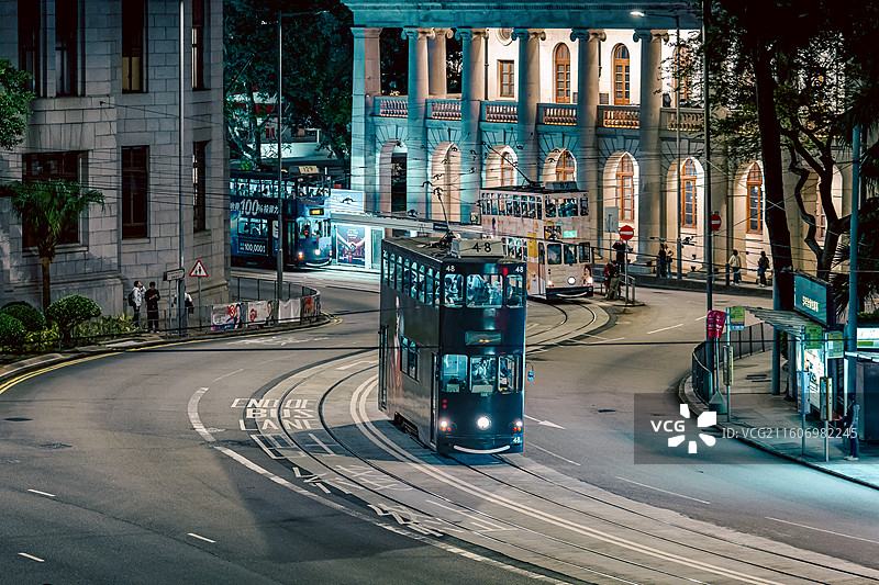 香港城市街道中环交通的高角度视角图片素材