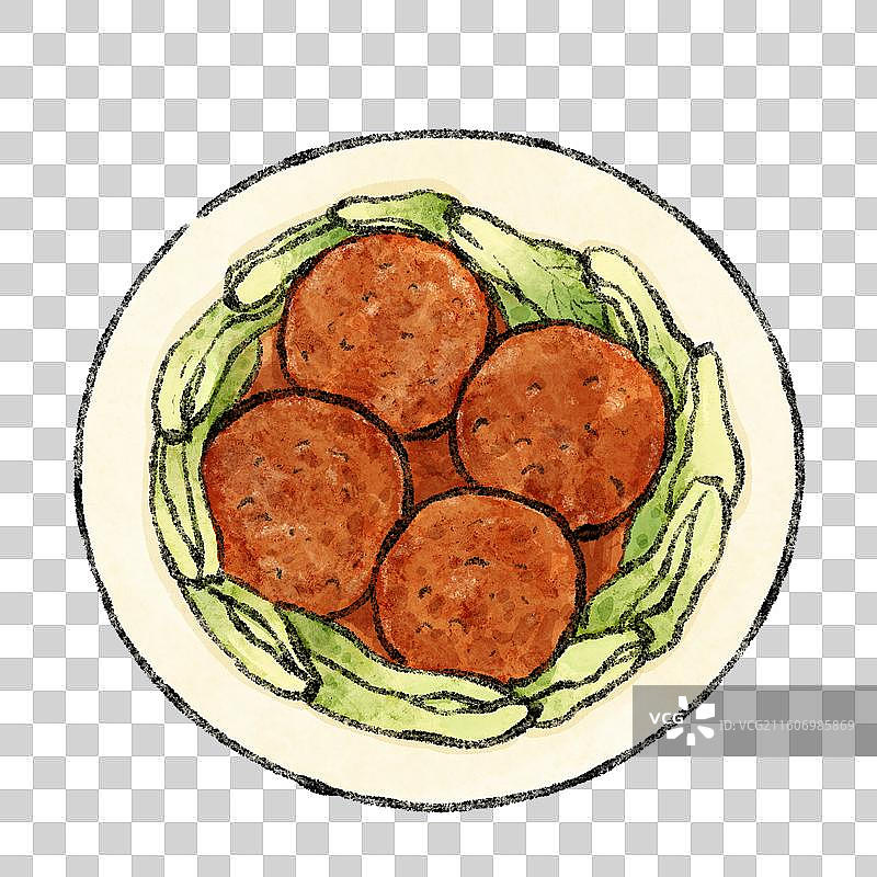 河北美食插画-沧州狮子头图片素材