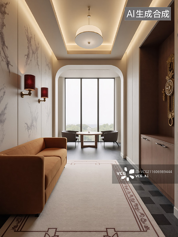 【AI数字艺术】现代客厅走廊设计图片素材