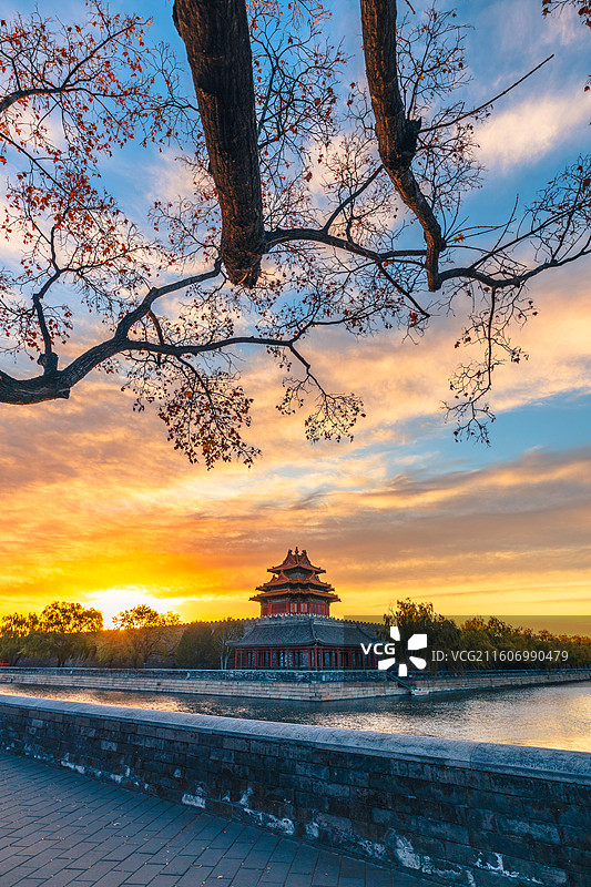 故宫角楼朝霞图片素材