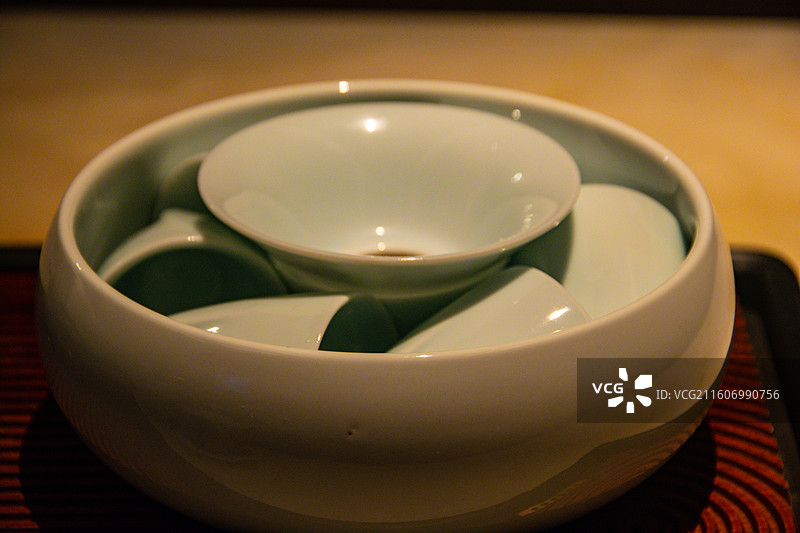 茶室内的茶具特写图片素材