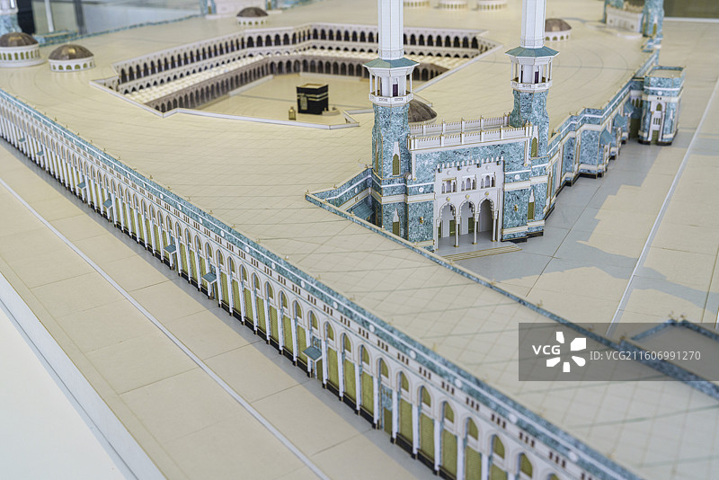 马来西亚吉隆坡著名景点伊斯兰艺术博物馆展览藏品——建于 7 世纪的麦加禁寺模型图片素材