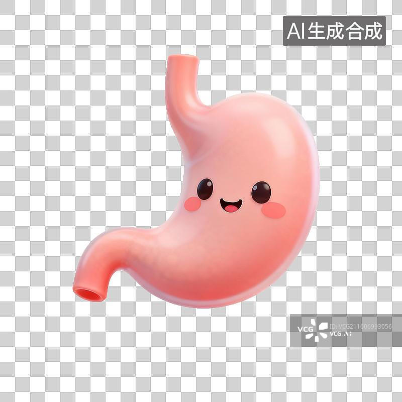 【AI数字艺术】可爱3D渲染的开心胃部图示图片素材
