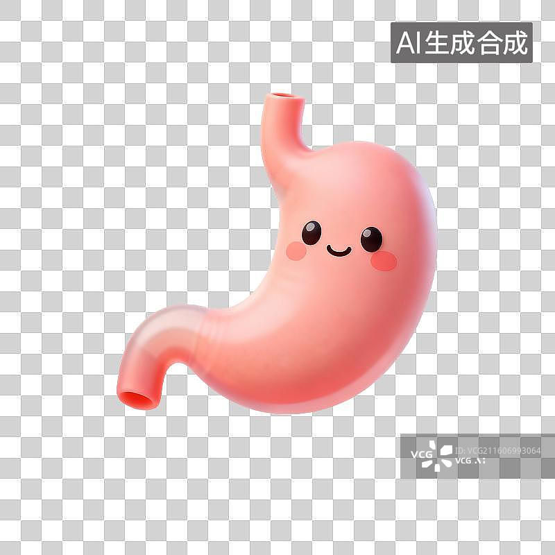 【AI数字艺术】可爱3D渲染的开心胃部图示图片素材