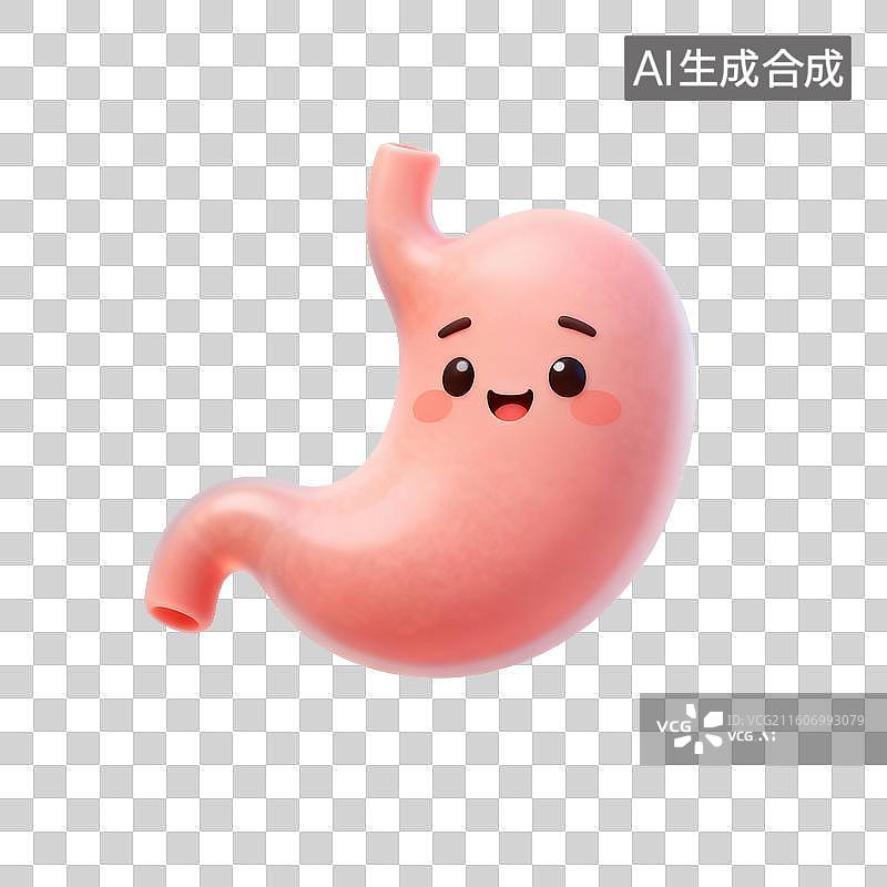 【AI数字艺术】可爱3D渲染的开心胃部图示图片素材