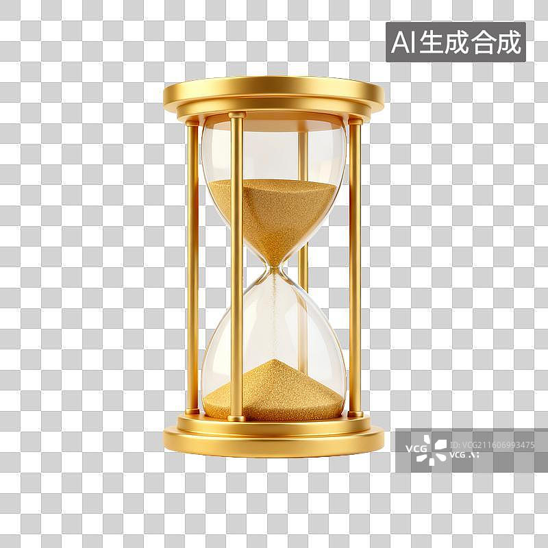 【AI数字艺术】金色沙漏展示时间流逝图片素材