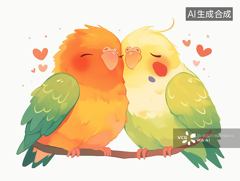 【AI数字艺术】一对可爱的鹦鹉图片素材