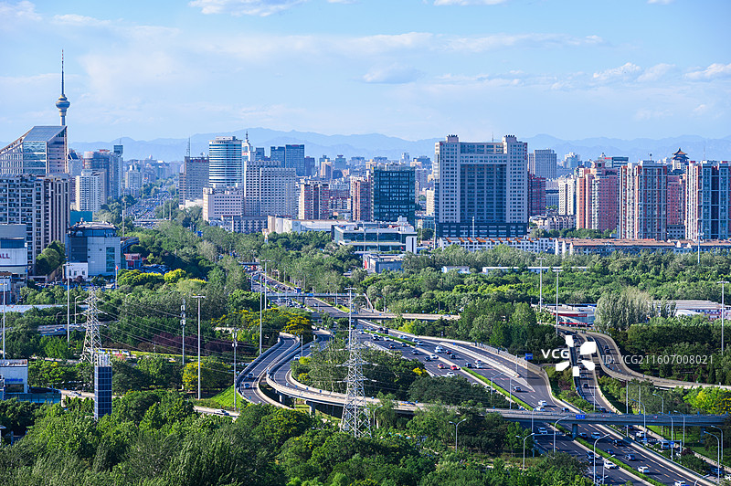 北京丽泽桥夏季城市天际线建筑风景图片素材