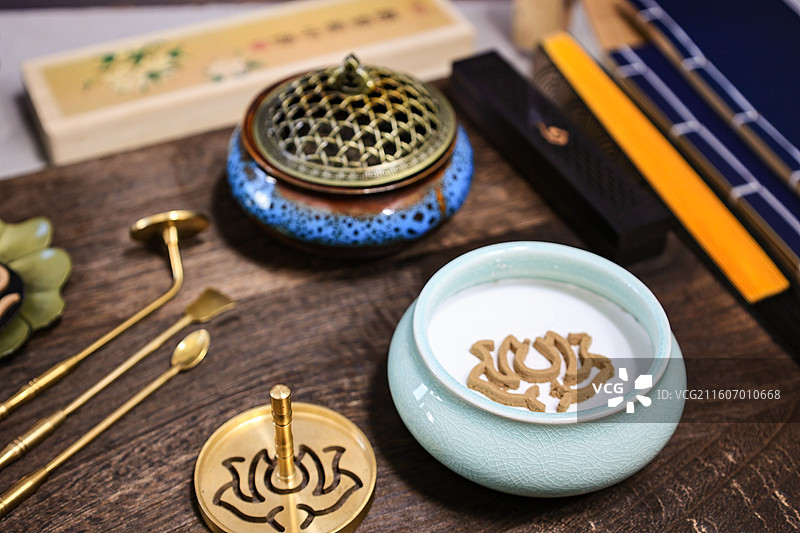 中国潮风传统文化香道香篆图片素材