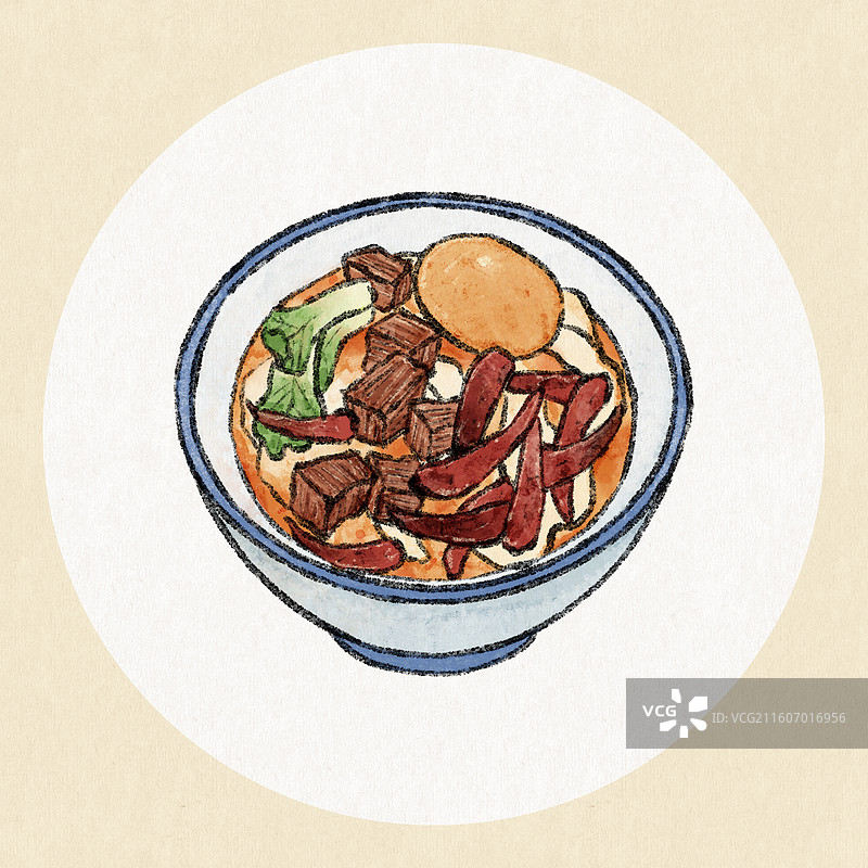 河北美食插画-牛肉板面图片素材