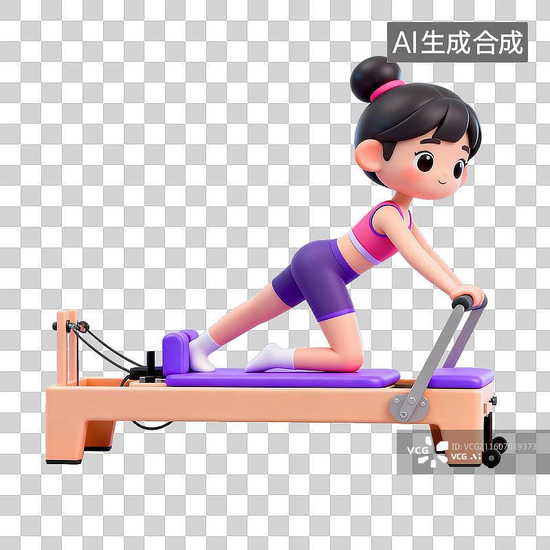 【AI数字艺术】3D拟物风格体育运动健身瘦身减肥娱乐休闲生活方式元素普拉提图片素材