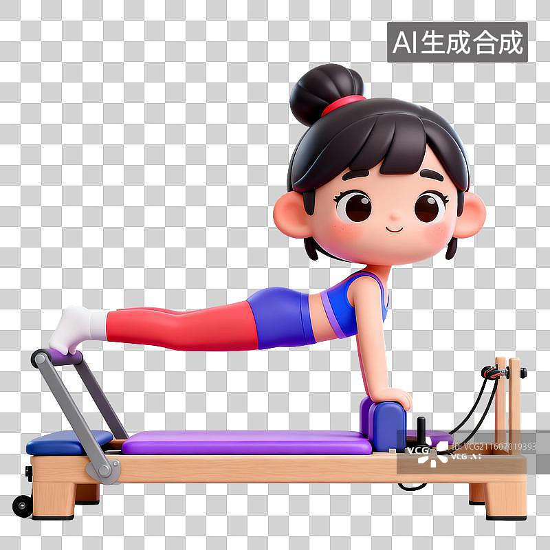 【AI数字艺术】3D拟物风格体育运动健身瘦身减肥娱乐休闲生活方式元素普拉提图片素材