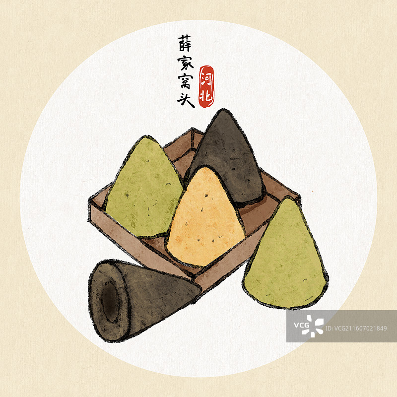 河北美食插画-薛家窝头图片素材