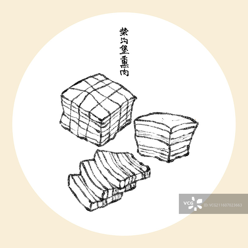 河北美食插画-柴沟堡熏肉图片素材