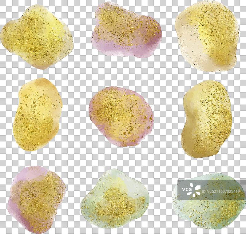 水彩笔触，带有金色和闪光效果图片素材