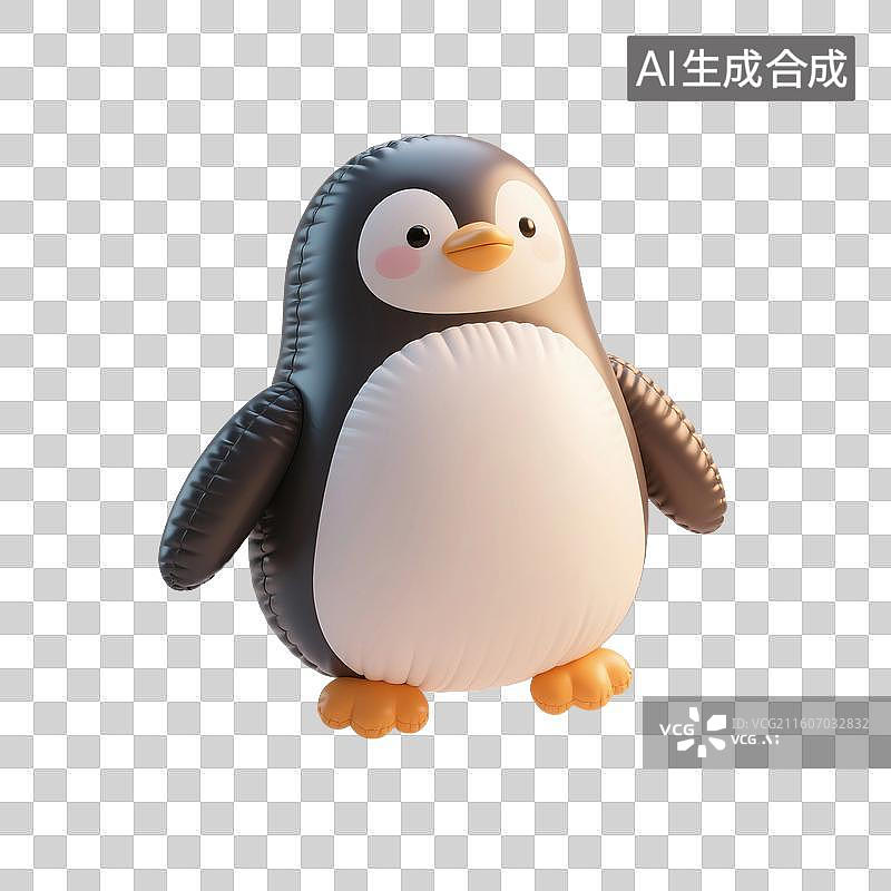 【AI数字艺术】3D渲染卡通动物，充气膨胀风格，企鹅，鸟类，冬天，南极，极地免抠元素图片素材