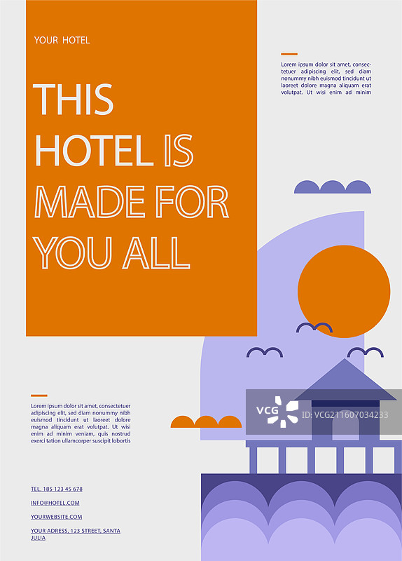 现代酒店宣传单模板，带有图片素材