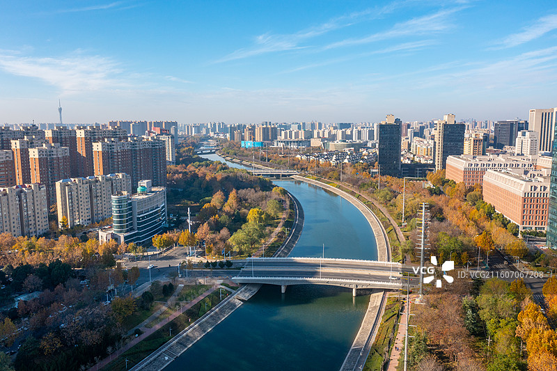 郑州CBD、双子塔、郑东万象城城市天际线，航拍郑州七里河风光、高楼大厦郑州东区风光图片素材