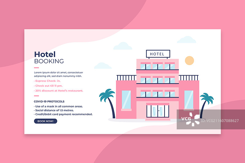 扁平化设计酒店宣传横幅模板图片素材