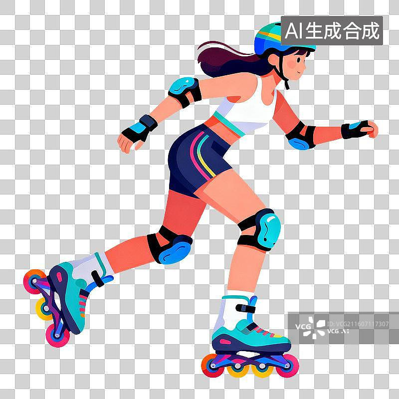 【AI数字艺术】轮滑运动的女孩图片素材