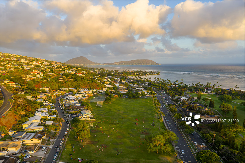 美国夏威夷东岸，海岛日落图片素材