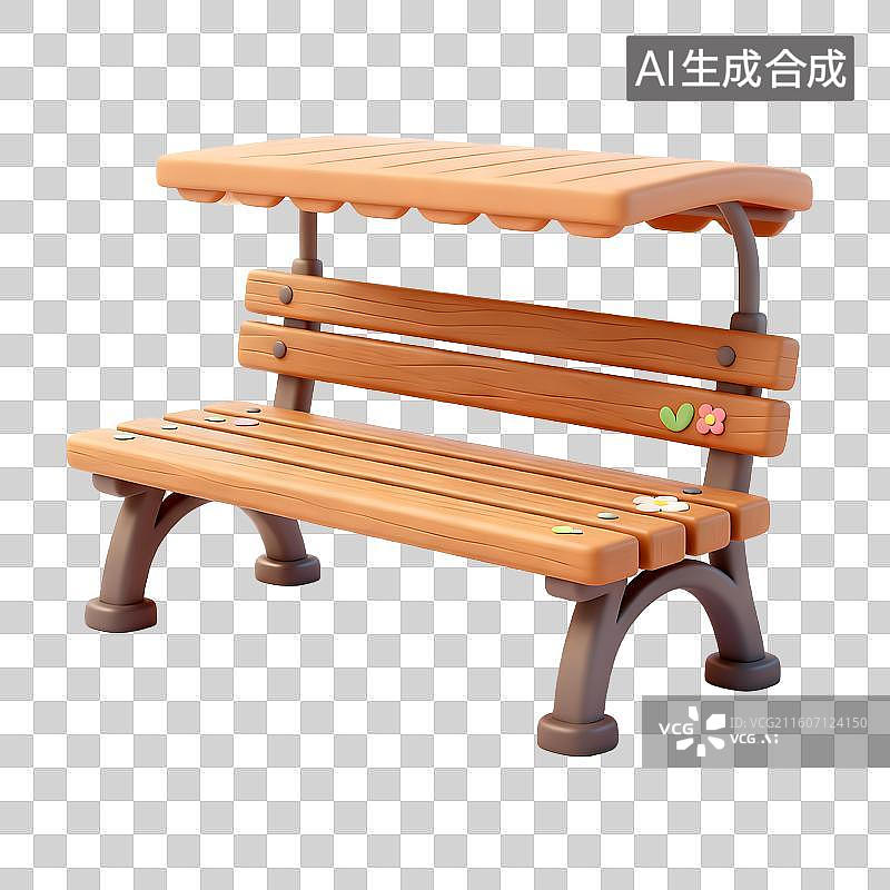 【AI数字艺术】带顶棚的木质户外长椅图片素材