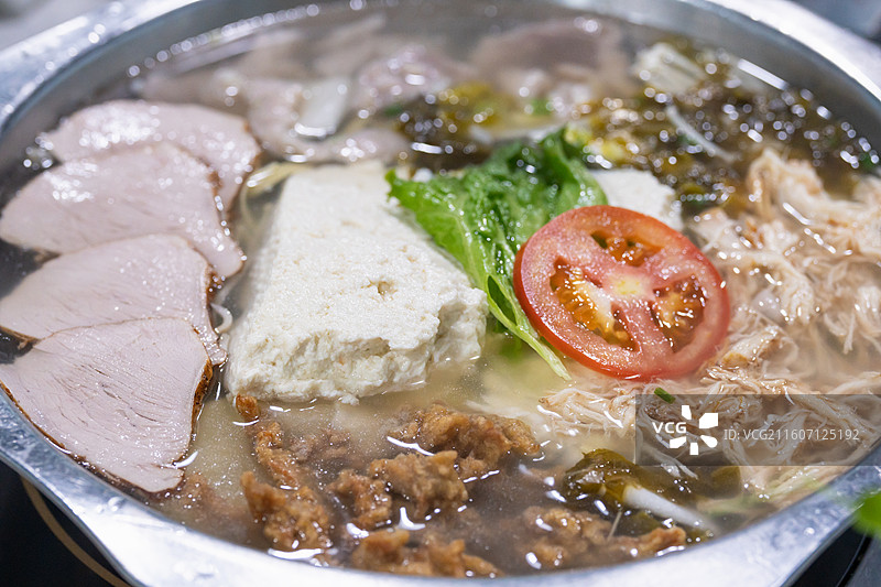 四川重庆美食 豆花火锅 酥肉 滑肉 特写图片素材