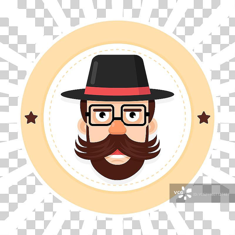 留胡子设计，男人戴着帽子图片素材