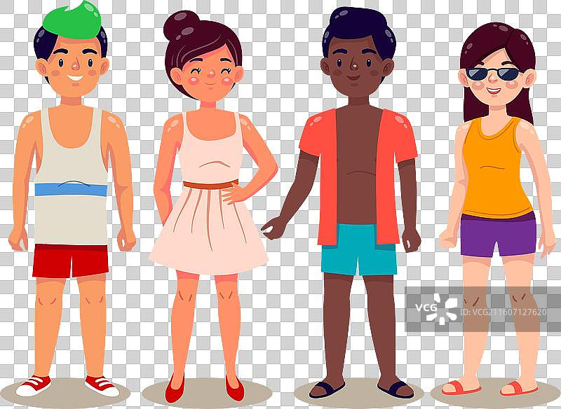 卡通人物夏季服装套装图片素材