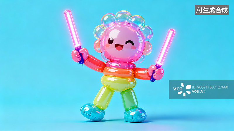 【AI数字艺术】可爱的舞台打call，挥舞荧光棒图片素材