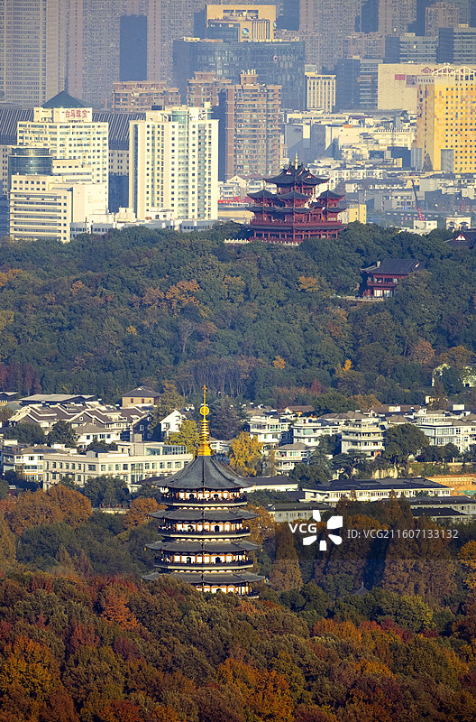 杭州城市风光航拍图片素材