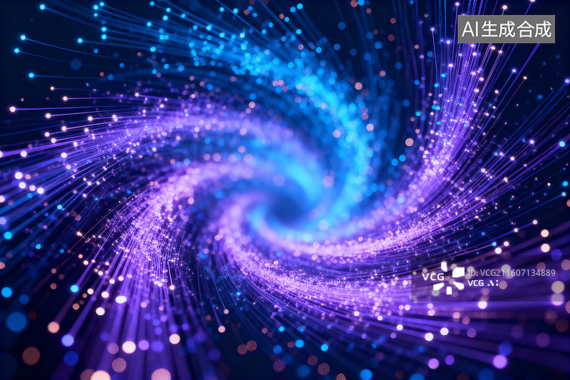 【AI数字艺术】光纤螺旋展示高速数据传输图片素材