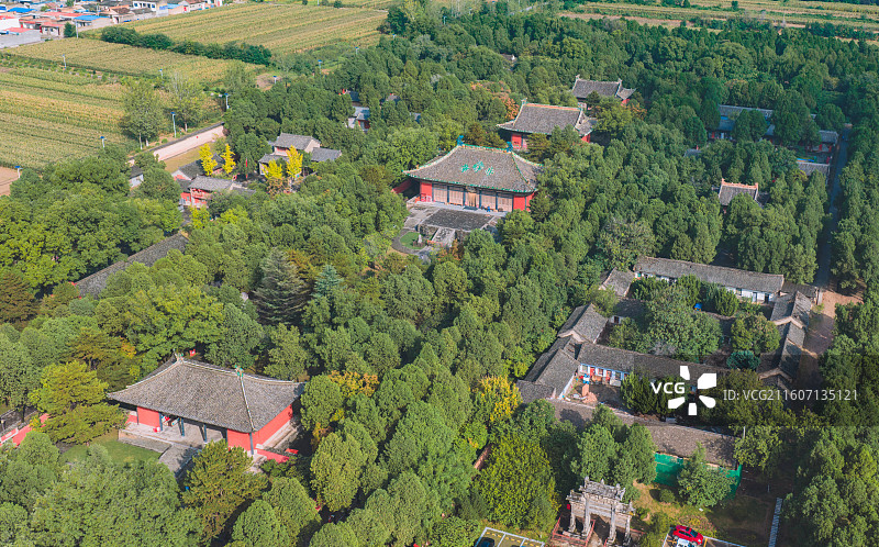 山西芮城永乐宫航拍视角图片素材
