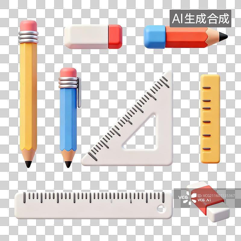 【AI数字艺术】文具插画图片素材