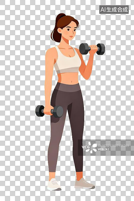 【AI数字艺术】女性手持哑铃健身图片素材