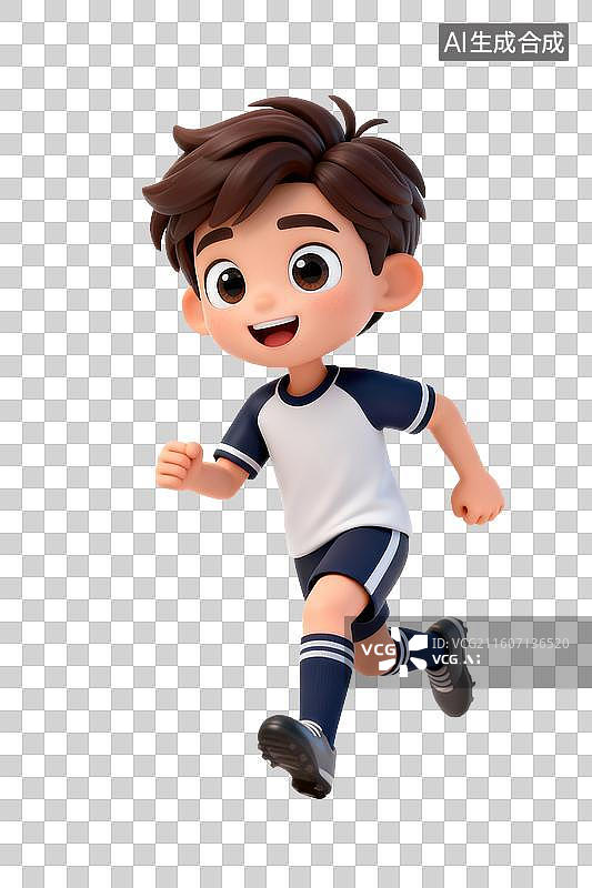 【AI数字艺术】卡通男孩奔跑动态形象图片素材