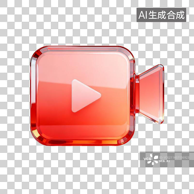 【AI数字艺术】红色透明摄像机图标图片素材