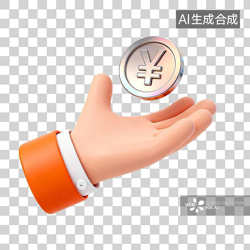 【AI数字艺术】手托硬币的卡通形象图片素材