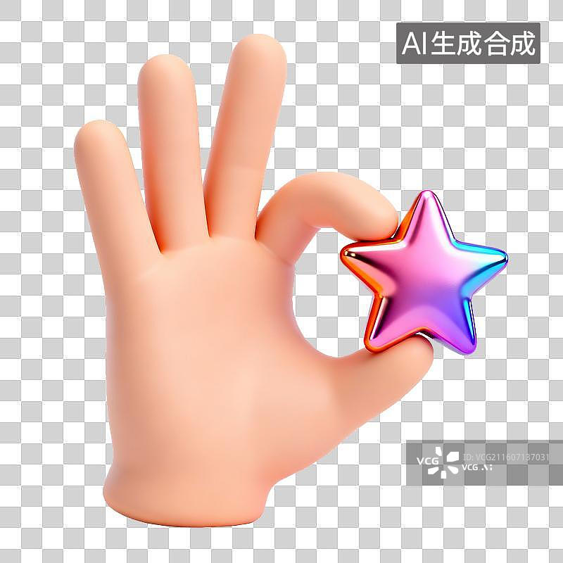 【AI数字艺术】手握彩色星星图片素材